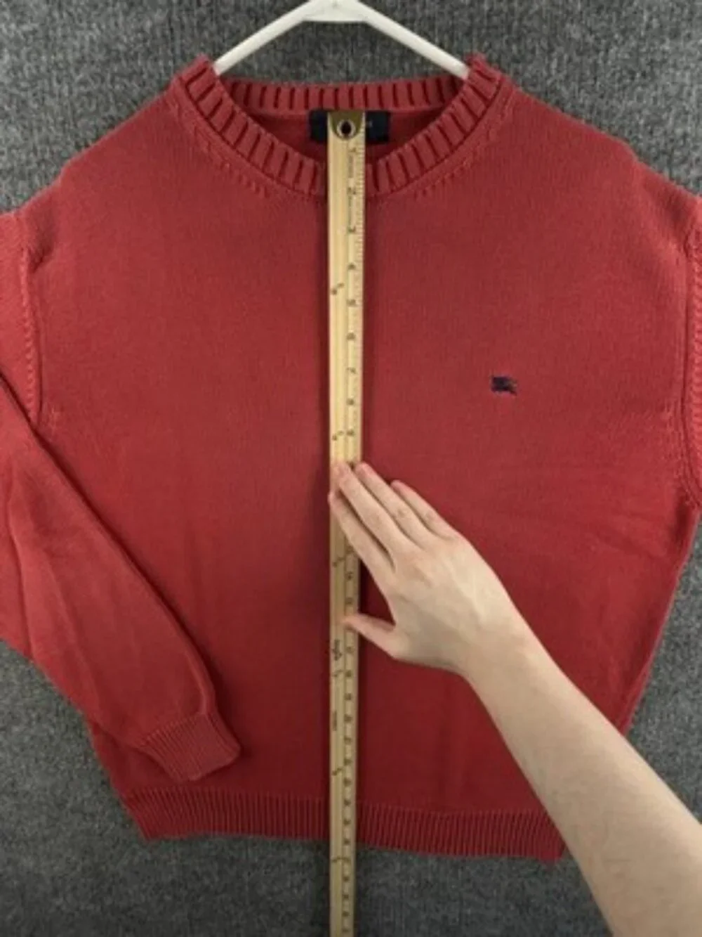 Burberry London Sweater Red Logo Mens Crew Neck Pullover 6 Long Sleeve Solid